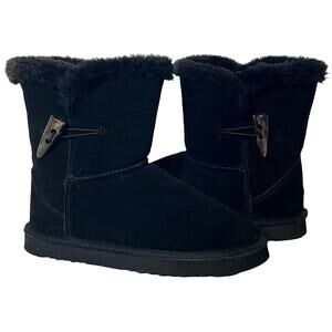 Style & Co Black Microsuede Faux Fur Lined Pull On Snow Booties Womens 7